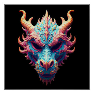 Aurora Dragon Mask Poster
