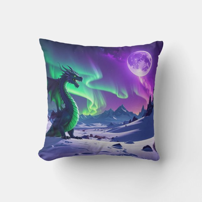 Aurora Dragon – Northern Lights Fantasy Mousepad Kissen (Vorderseite)