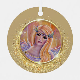 Aurora Engel mit goldener Glitzern-Kunst von Renee Ornament Aus Metall