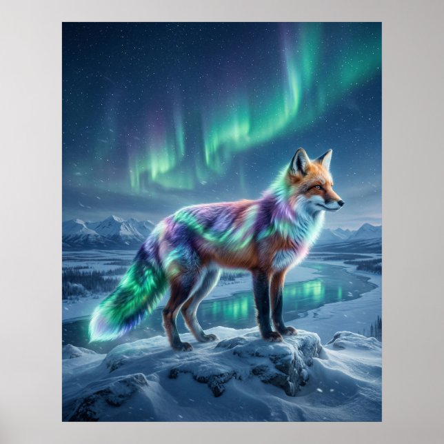 Aurora Fox Frozen Landscape Poster (Vorne)