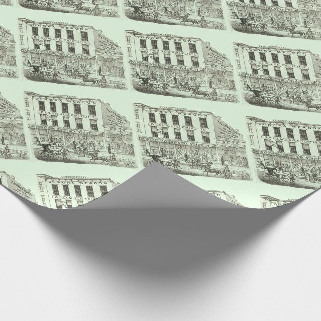 Aurora Illinois Aurora Beacon News 1871 Stone Lith Geschenkpapier (Ecke)