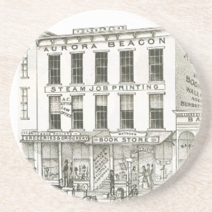 Aurora Illinois Aurora Beacon News 1871 Stone Lith Getränkeuntersetzer