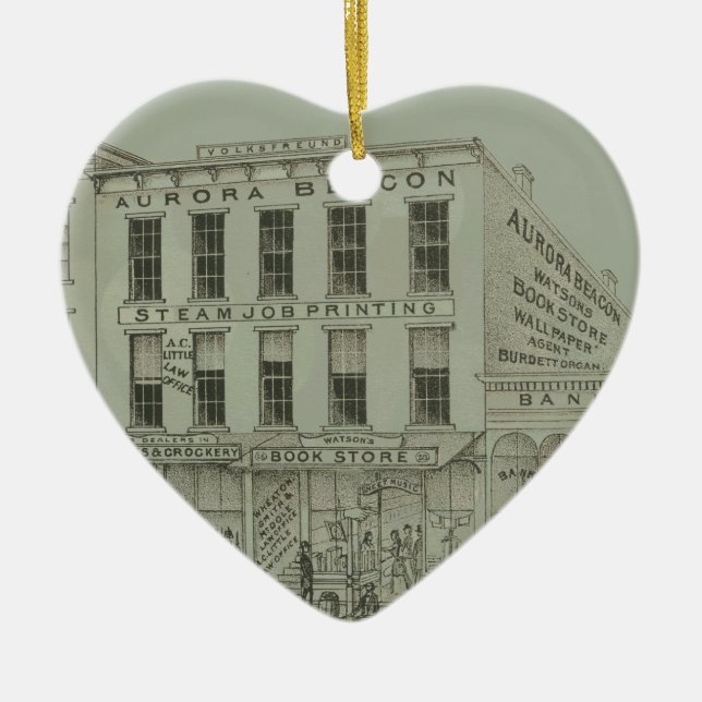 Aurora Illinois Aurora Beacon News 1871 Stone Lith Keramik Ornament (Vorne)