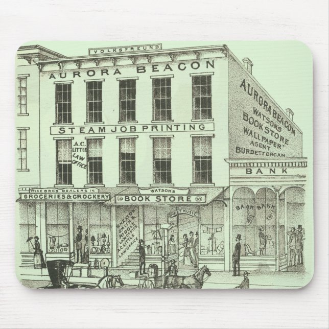 Aurora Illinois Aurora Beacon News 1871 Stone Lith Mousepad (Vorne)