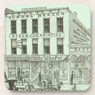 Aurora Illinois Aurora Beacon News 1871 Stone Lith Untersetzer