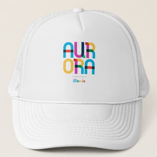 Aurora Illinois Mitte des Jahrhunderts, Pop Art, Truckerkappe (Vorderseite)