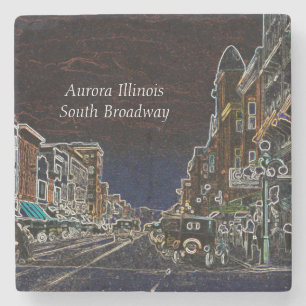 Aurora Illinois South Broadway Neon Art 1920 Steinuntersetzer