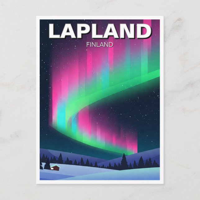 Aurora in Lappland Finnland - Reise Postkarte (Vorderseite)
