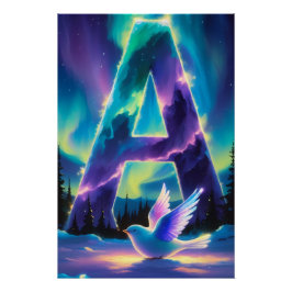 Aurora Letter A Poster | Northern Lights Art Print