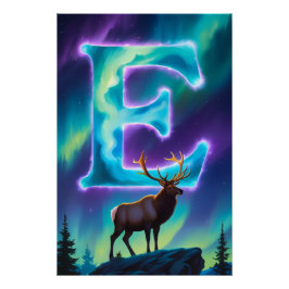 Aurora Letter E Poster | Nordlichter Kunstprint