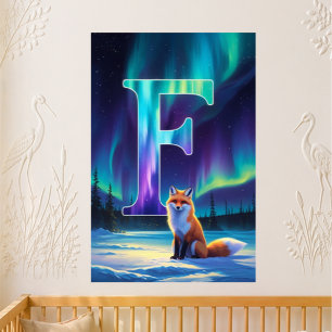 Aurora Letter F Poster   Nordlicht Kunstprint