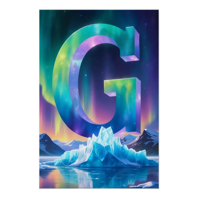 Aurora Letter G Poster | Nordlichter Kunstprint (Vorderseite)