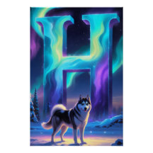 Aurora Letter H Poster | Nordlicht Kunstprint