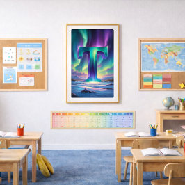 Aurora Letter T Poster | Northern Lights Art