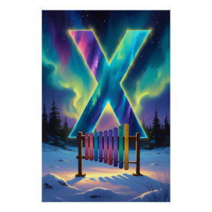 Aurora Letter X Poster   Kunst der Nordlichter