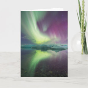 Aurora-Lichter in der Lagune Jokulsarlon, Island Karte