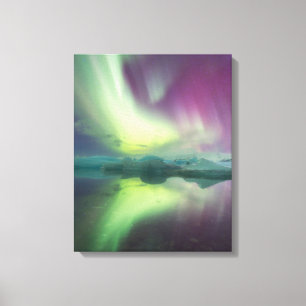 Aurora-Lichter in der Lagune   Jokulsarlon, Island Leinwanddruck