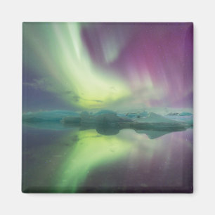 Aurora-Lichter in der Lagune   Jokulsarlon, Island Magnet
