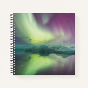 Aurora-Lichter in der Lagune   Jokulsarlon, Island Notizbuch