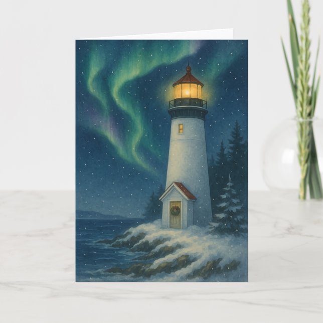 Aurora Lighthouse Weihnachtskarte Karte (Vorderseite)
