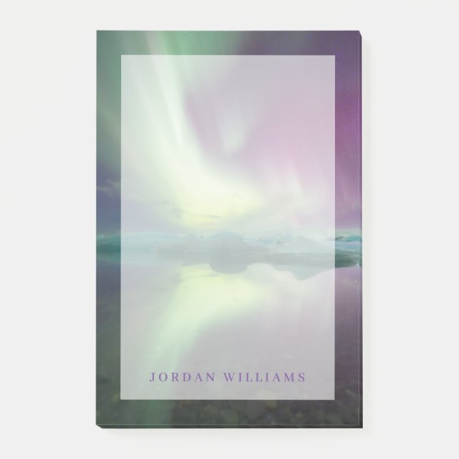 Aurora Lights in Lagoon | Jokulsarlon, Island Post-it Klebezettel (Vorderseite)