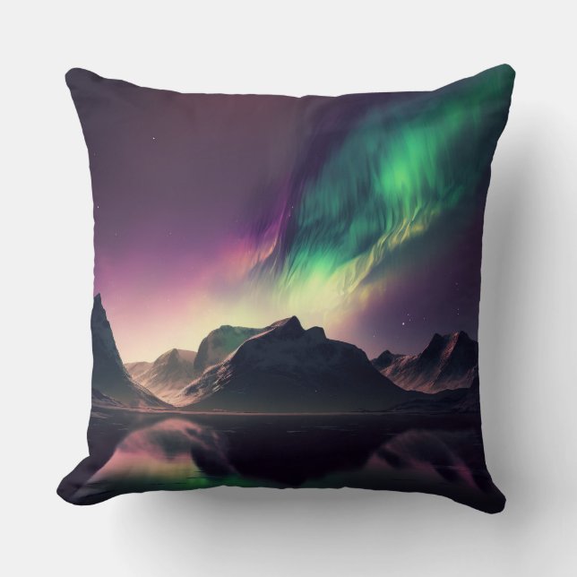 Aurora Lights Night Sky Kissen (Vorderseite)