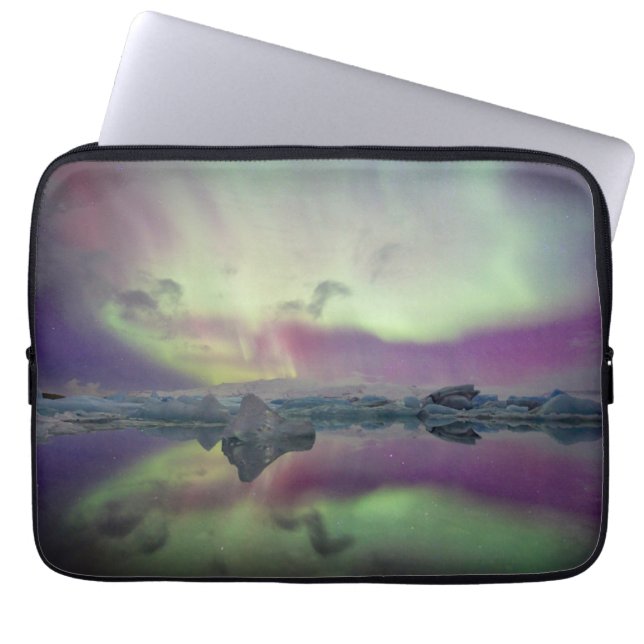 Aurora Lights Reflect Lagoon | Island Laptopschutzhülle (Vorderseite)