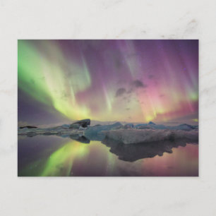 Aurora Lights Reflektion in Lagoon Postkarte