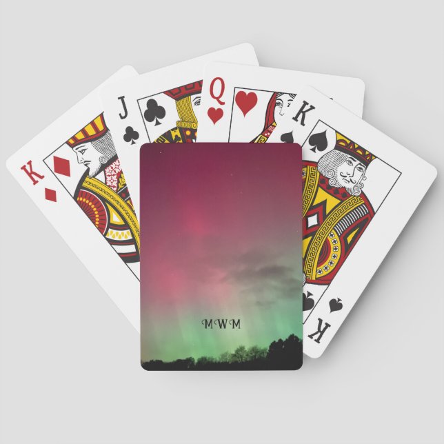 Aurora mit Sternen und Initialen Spielkarten (Rückseite)