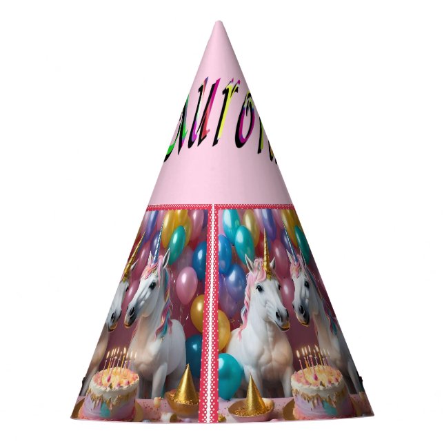 Aurora-Name mit Party-Einhörnern, Partyhütchen (Vorderseite)