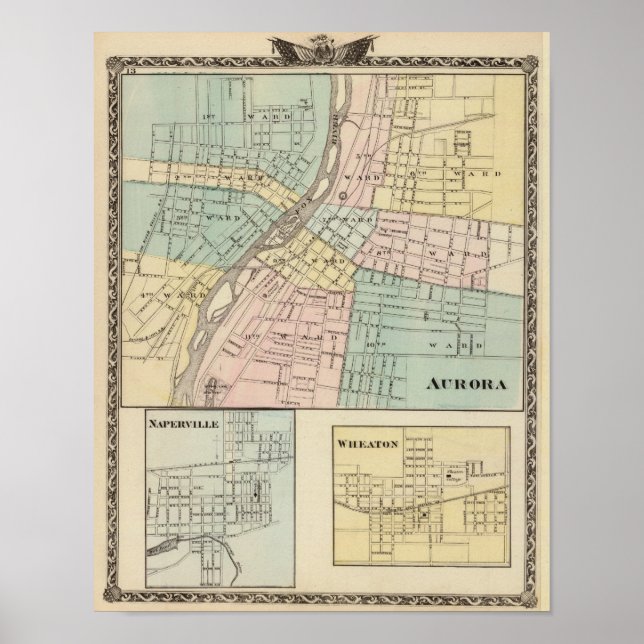 Aurora, Naperville und Wheaton Poster (Vorne)