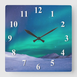 Aurora-Nordlichter Quadratische Wanduhr