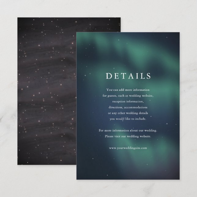 Aurora Northern Lights Wedding Details Card RSVP Karte (Vorne/Hinten)