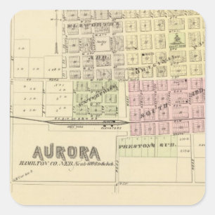 Aurora, Phillips, ein Hampton, Nebraska Quadratischer Aufkleber