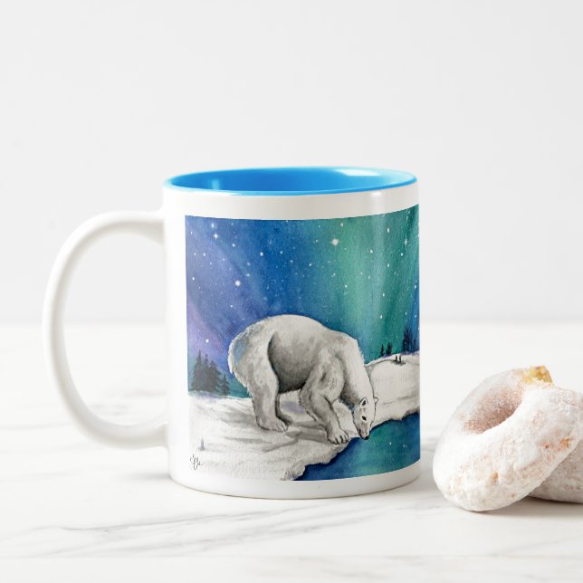 Aurora Polar Bear Zweifarbige Tasse (Mit Donut)