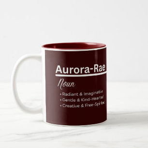 Aurora-Rae Mädchen Name Definition Personalisiert Zweifarbige Tasse