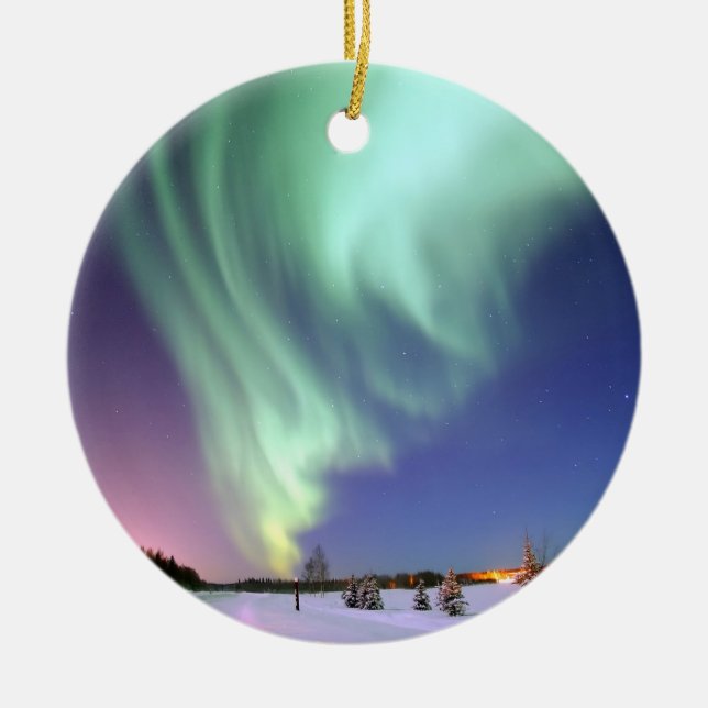 Aurora - schöne Nordlichter Keramik Ornament (Vorne)
