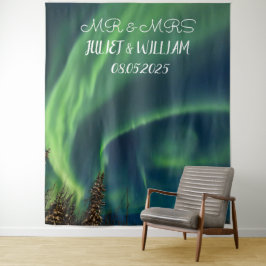 Aurora Script Mr. & Mrs. Wedding Backdrop Banner Wandteppich