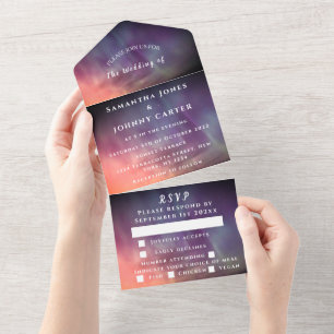 Aurora Sternennacht Sterne Hochzeit All In One Einladung