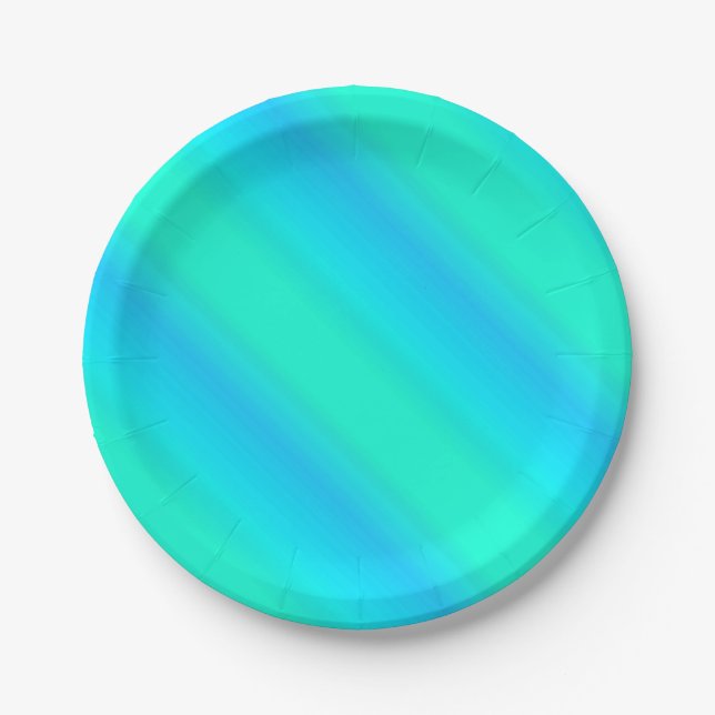Aurora Streifen - blau, aqua, türkis Pappteller (Vorderseite)