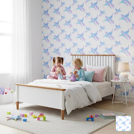 Aurora-Touched Winged Unicorn Tapete