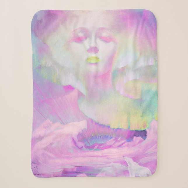 Aurora von Clive Henry rosa Pastellfarben Sherpadecke (Vorderseite)