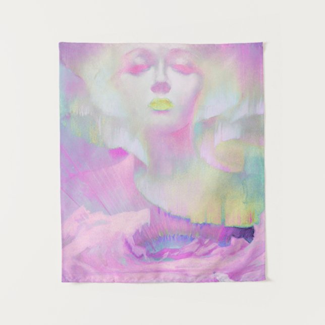 Aurora von Clive Henry rosa Pastellfarben Wandteppich (Vorderseite)