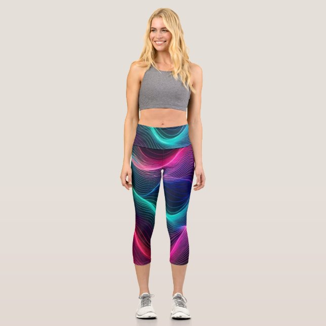Aurora Wave Caprihose mit hoher Taille Capri Leggings (Vorderseite)