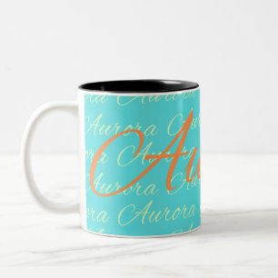 Aurora Wiederholungsnamensmuster Zweifarbige Tasse