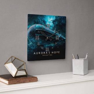 Aurora's Hope, Cosmic Journey by Xzendor7 Quadratische Wanduhr