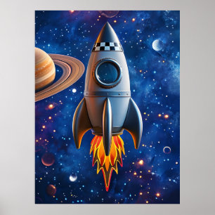 Aus - Cartoon-Raketenposter Poster