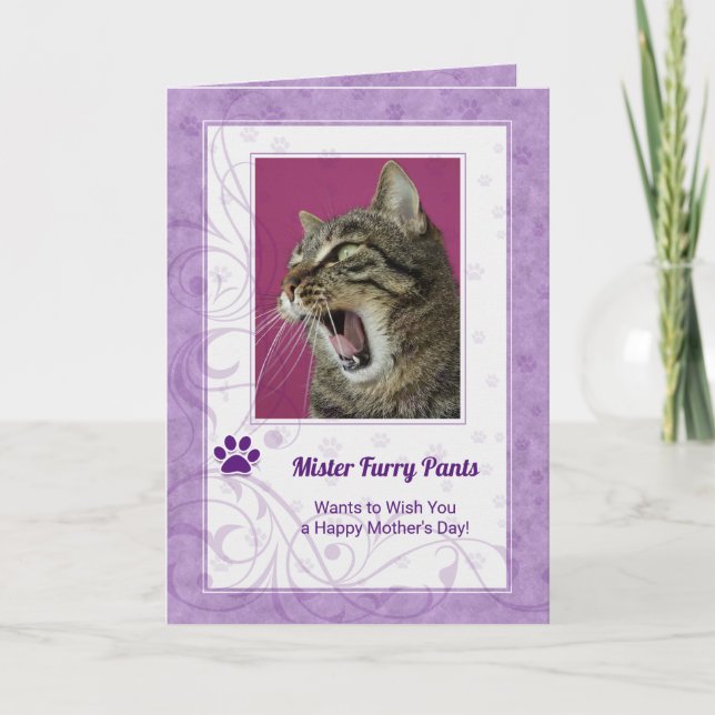 Aus dem Cat Mother Day Foto in Lila Karte (Vorderseite)