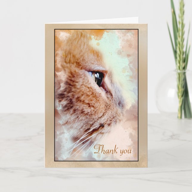 Aus dem Cat Watercolor Tabby Danke Karte (Vorderseite)
