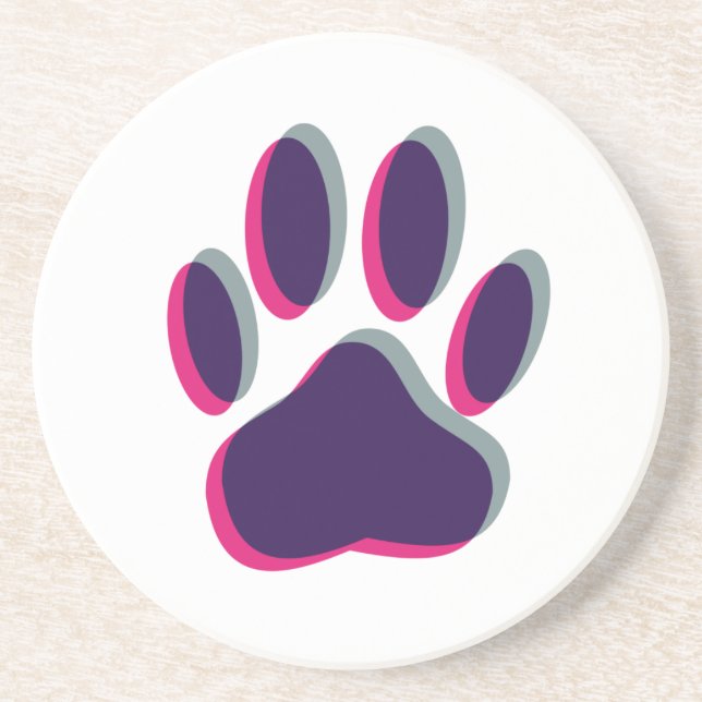 Aus dem Fokus heraus Dog Paw Print Sandstein Untersetzer (Vorne)